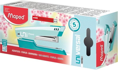 Universele Nietmachine van Metaal - Kapaciteit tot 25 Vellen - Inclusief 400 Nietjes 26/6 - Pastelblauw