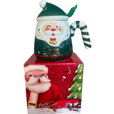 Creatieve Cartoon Kerstman Kop Keramische Kop Kerstvakantie Cadeau Handbeschilderde Waterbeker Souvenir Mok Koffiemok met Lepel 401-500ml