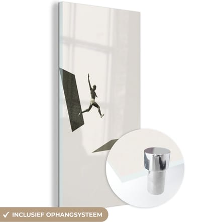 MuchoWow® Glasschilderij 60x120 cm - Schilderij acrylglas - Vintage - Man - Design - Foto op glas - Schilderijen