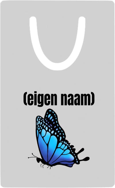 Hacebo® - blauwe vlinder met eigen naam metalen boekenlegger - Vlinder - dieren liefhebber - iemand die houdt van vlinders - verjaardag - cadeau - kado - geschenk Bladwijzer boekenleggers - 7.6 cm x 5cm