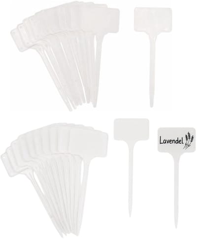 Pro Garden plantenetiketten - 24x stuks - wit - kunststof - H13 cm - moestuin