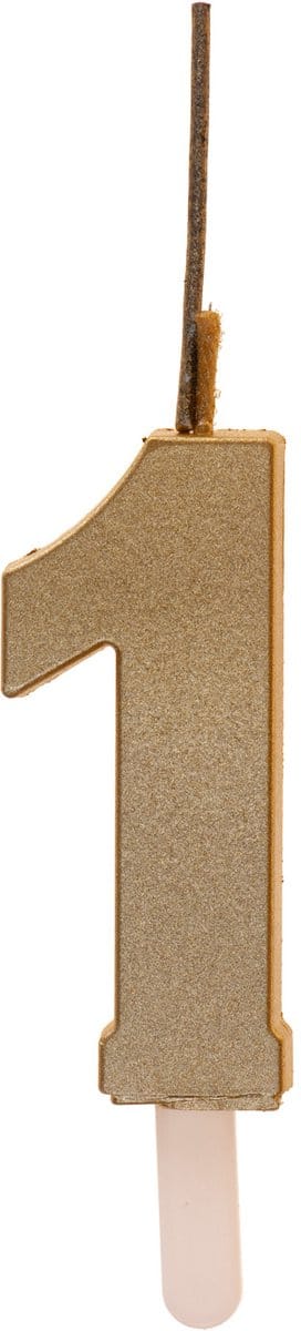 Cijferkaars 1 - Goud - DUO (2 type kaarsjes) - 0-9