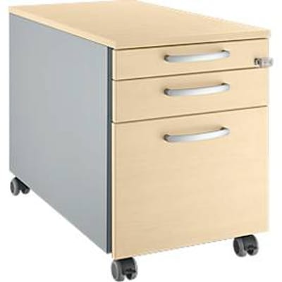 Schäfer Shop  Genius Verrijdbaar ladeblok 126, met handgreep rond B 435 x H 577 mm, esdoornpatroon/blank aluminium