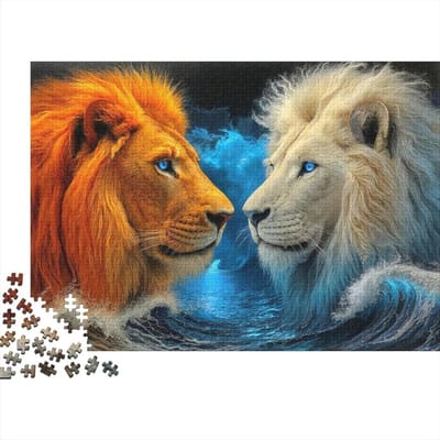 Leeuwen Puzzel - 1000 Stukjes - Ontspanning Thuis - Gerecycled Materiaal - 52 x 38 cm - Multicolor