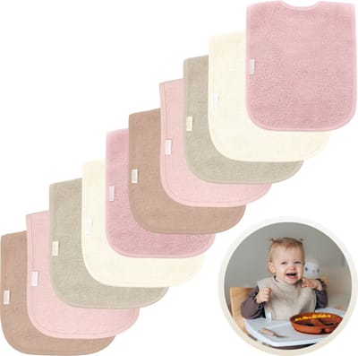 Funnies Slabbetjes 10-Pack Roze Tinten - Set van 10 Zachte Slabbertjes - Grote Slabbers - Kwijldoekjes voor Baby’s en Kinderen - Absorberend, Zacht en Makkelijk Wasbaar - Perfect voor Voeden, Kwijlen en Bescherming van Kleding