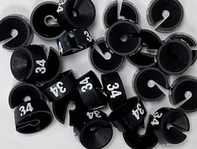 Bleijenberg Maatdopje maat 34 zwart - Maataanduiding voor kledinghangers per 25 stuks - Maatringetje Ø 20 mm - Kledinghangers - Kleerhanger - Kapstok - Mark-Brics - wisersizer