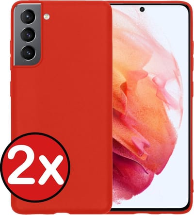 Hoesje - 2 Stuks - Geschikt voor Samsung Galaxy S21 - Sterk & Shockproof - Telefoonhoes - Back Cover - Case Siliconen - Telefoon Hoes - Rood