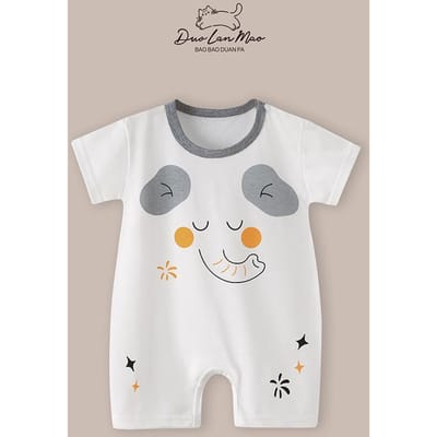 Baby Romper Zuigeling Katoen Korte Mouw Jongen Baby Letter Kleding Meisje Print Pak Geboren Kruipende Baby 59 gray