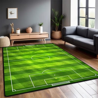 Voetbalveld Tapijt Woonkamer Opvouwbaar Groot Formaat Vloermatten 200x300cm Antislip Speelmat voor Kinderen Slaapkamer Machinewasbaar 140*200cm