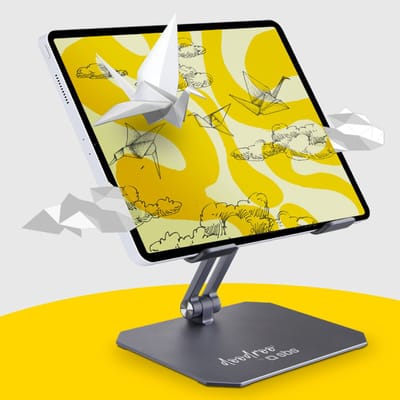 Doodroo Tablet, iPad- en e-reader Standaard - Opvouwbaar, verstelbaar, metalen standaard