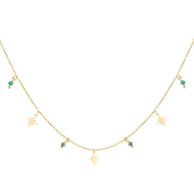 Yehwang - ketting goud star and jade - stainless steel - kadotip