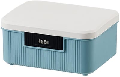 Afsluitbare Opbergbox – 9L Medicijnbox & Organizer met Verstelbaar Slot – Voor Thuis, Kantoor & Reizen – Wit & blauw - 26.2X22X12.1cm