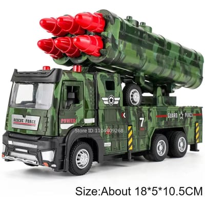 1:32 Vuilniswagen Militaire Raketwerper Model Speelgoedauto Geluid Licht Deuren Openen Bouwvoertuig Modellen Voor Jongens Cadeau