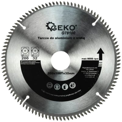 GEKO Cirkelzaagblad aluminium - 200 mm - 100 tanden - Inclusief reductieringen