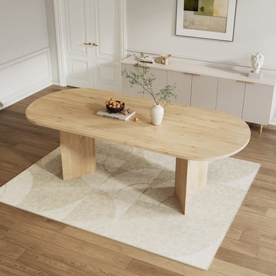 FloraGrace Eettafel - Uitschuifbaar Met Afgeronde Hoeken - Voor 4 Tot 8 Personen - MDF Eikenkleur - 160 Tot 200 x 90 Cm