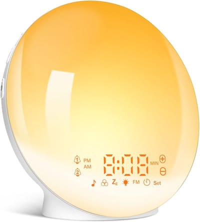 Wekker met Licht - Nachtlampje Simulatie - Rustig Ontwaken - Zonsopgang Simulatie - Dubbel Alarm - Wit