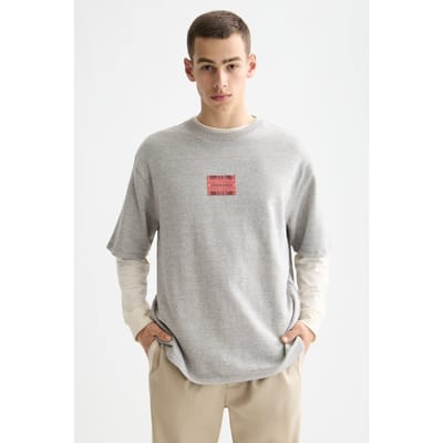 Scotch & Soda Loose Fit Label T-shirt Grey Melange Taglia: S | Magliette basic Outlet | Uomo | Grigio