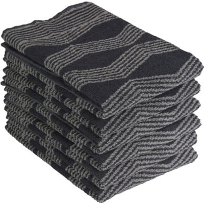 DoubleDry Luxe Keukenhanddoeken Set - 6 Stuks - 50x50 cm - 100% Katoen - Hoge Absorptie & Duurzaam - Graphic, Grijs