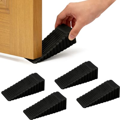 Rubberen vloerdeurwiggen - 4 stuks - 9,5*4*2,7cm - M - Antislip duurzame deurstopper - Deurstopper - Stapelbare deurstopper - Geschikt voor alle soorten binnen- en buitenvloeren - Deurstopper - Deurstopper anti-botsing bovendeur