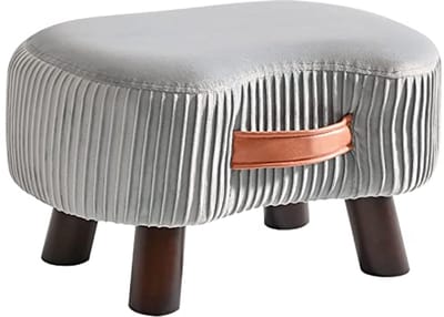 Voetenbank met Handvat - Boogvormige Kruk met Zacht Kussen voor Woonkamer en Kinderkamer - 40x28x23 cm