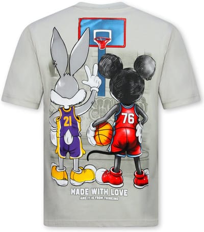 T-shirts Heren Grappig - T shirt Heren met Print - Oversized T shirt Heren -303- Grijs