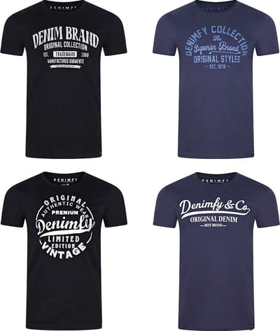 DENIMFY Heren T-Shirt DFNuri 4 stuks regular fit Veelkleurig XL Ronde Hals Volwassenen t shirt heren met print