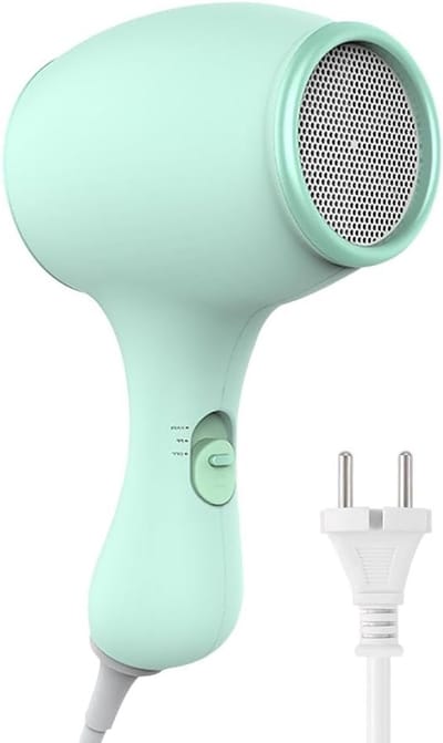 Krachtige 550W Haardroger voor Kinderen met 3 Snelheidsinstellingen, Ideaal voor Reizen, Zacht en Stille Mini Haardroger voor Meisjes en Ouderen (Groen)