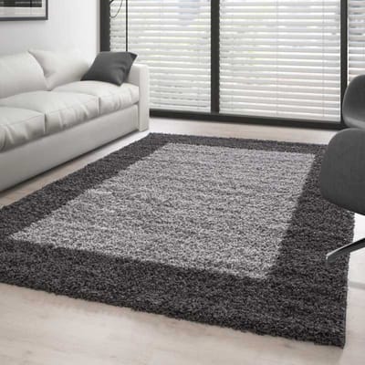 Hoogpolig vloerkleed voor de woonkamer, tweekleurig ontwerp, grijs-lichtgrijs. 300x400 cm