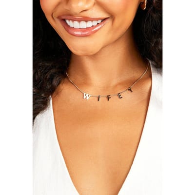 boohoo Dames Bruids "Wifey" Gepolijste Ketting | Goud