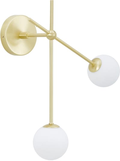 Wandlamp Moon messing en matte melkglas bollen