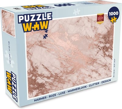 Puzzel Marmer - Roze - Luxe - Marmerlook - Glitter - Design - Legpuzzel - Puzzel 1000 stukjes volwassenen