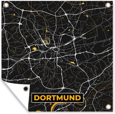 Tuin poster Dortmund - Goud - Duitsland - Kaart - Plattegrond - Stadskaart - 200x200 cm - Tuindoek