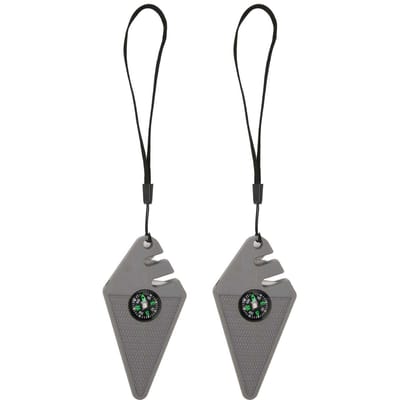 2PCS Aiguiseur de Couteau d'Extérieur 6 en 1 avec Boussole Sifflet de Survie Aiguisage d'Hameçon Polissage
