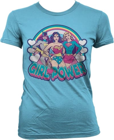 DC Comics Girlpower Girly T-shirt voor dames, hemelsblauw