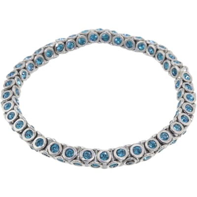 Behave – Armband – Petrol blauw – Elastisch – Kristal – Zilverkleurig