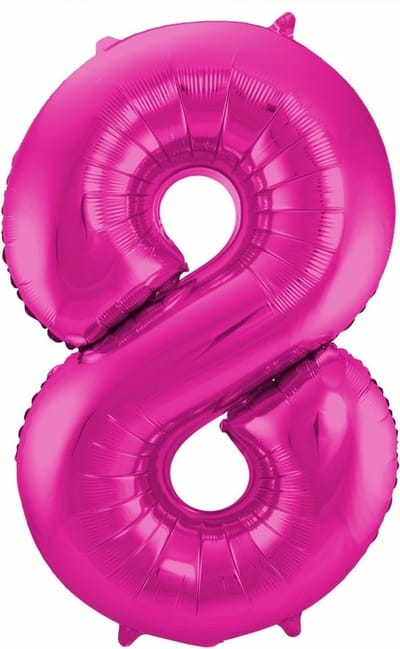 Folat Verjaardag Leeftijd folieballon - 8 jaar - roze - 86 cm - cijferballon groot