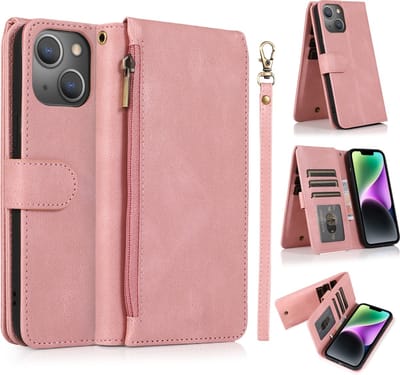 Hoesje geschikt voor iPhone 7 - Bookcase - Pasjeshouder - Portemonnee - Rits - Kunstleer - Rose Goud