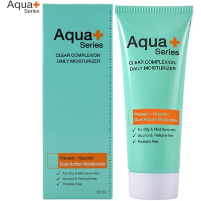 Hydratant quotidien pour teint clair série Aqua+, hydratant double action, prévention-nourrissement, peau grasse et acnéique douce, 50 ml. 50 ml.