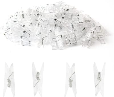 Dailygoods- Wasknijpers Mini 100 Stuks - Kunststof Wasknijpers - Transparante Veerklemmen - Decoratie voor Foto's - Handwerk en Kleding - Duurzaam en Robuust - Fotoclips