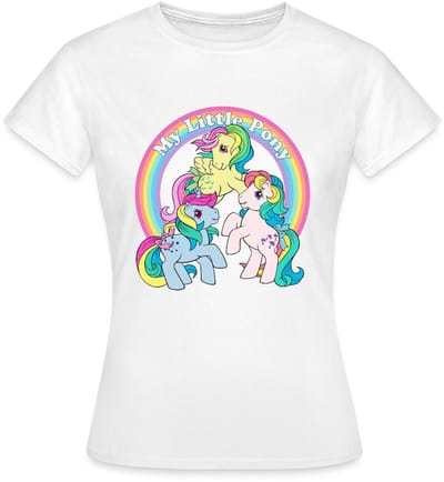 My Little Pony Retro Kleurige Ponys Met Regenboog T-Shirt Dames