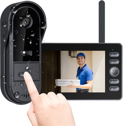 Video Deurbel Camera - met 4,3-inch scherm monitor - Draadloze visuele intercom voor binnen - Nachtzicht - Dual Way Audio - Geen app/wifi nodig