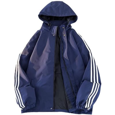 Gestreept Jack Heren met Capuchon Lente en Herfst Nieuw Jack Heren Casual Heren Los Veelzijdig Top voor Mannen 4XL blue