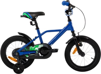 Kinderfiets – Voor jongens 3-9 jaar – Met stabilisatoren, handrem en terugtraprem – 30-51 cm, blauw