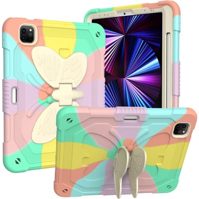 Cover voor iPad 4/5 Air 10.9 Gepantserde standaardriem Kleurhoes voor kindertablethoes, iPad Air-hoes met handvat, iPad 10.9-accessoires, hoes met riem, siliconen tabletbescherming, schokbestendige
