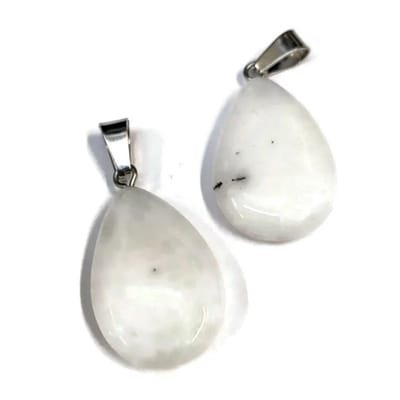 Aramat Jewels | Hangers | Witte Jade Druppel Hanger | | | |20mm | Staal | Volwassenen | Verkleurd niet