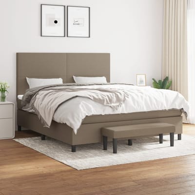 vidaXL - Boxspring - met - matras - stof - taupe - 160x200 - cm