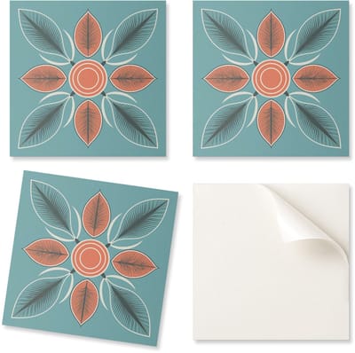 Zelfklevende vinyltegels voor een tienerkamer, bloemenpatroon met bladeren, 20x20x20 cm