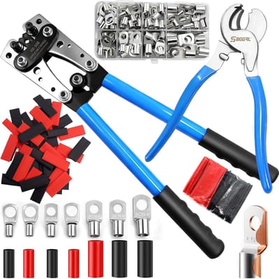 Krimptang Set - Kabelschoen Tang - Elektrische Projecten - All-in-one Pakket - AWG 10-1/0 - Blauw