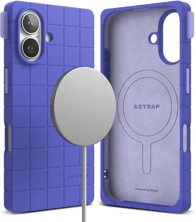 Ringke Bitmap Silicone Magnetic - Hoesje Geschikt voor Apple iPhone 16 - Compatibel met MagSafe / Qi2 - Magnetische Back Cover - Marine