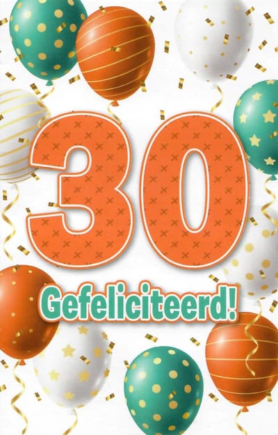 Verjaardagskaart 30 Jaar - Wenskaart Verjaardag - Kaart 30 Jaar